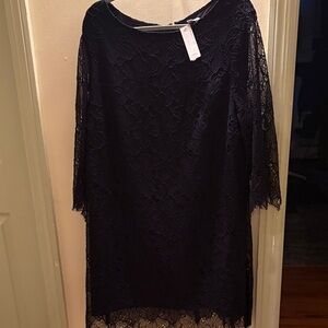 Chico's Elegant Black Lace Long Sleeve Dress